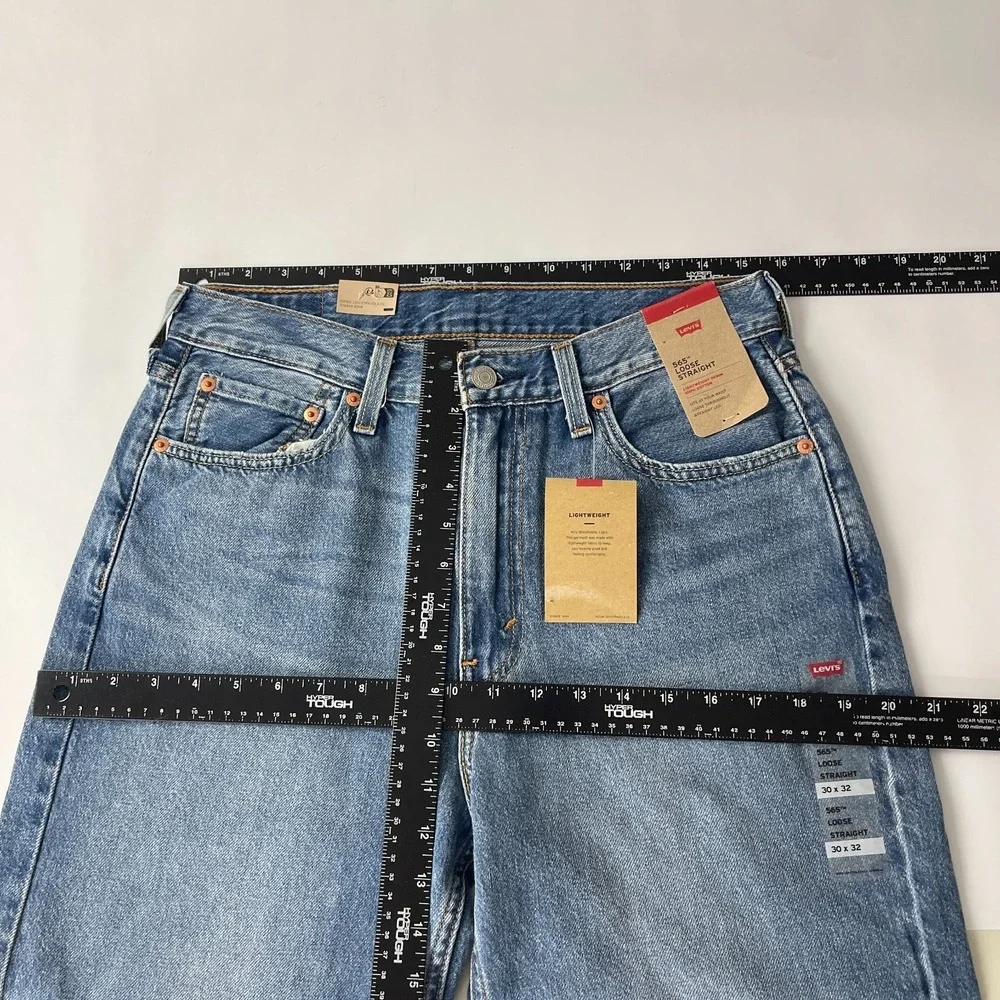 Levis 565 Jeans Mens 30x32 Blue Loose Straight Lightweight Denim Y2K Grunge NEW